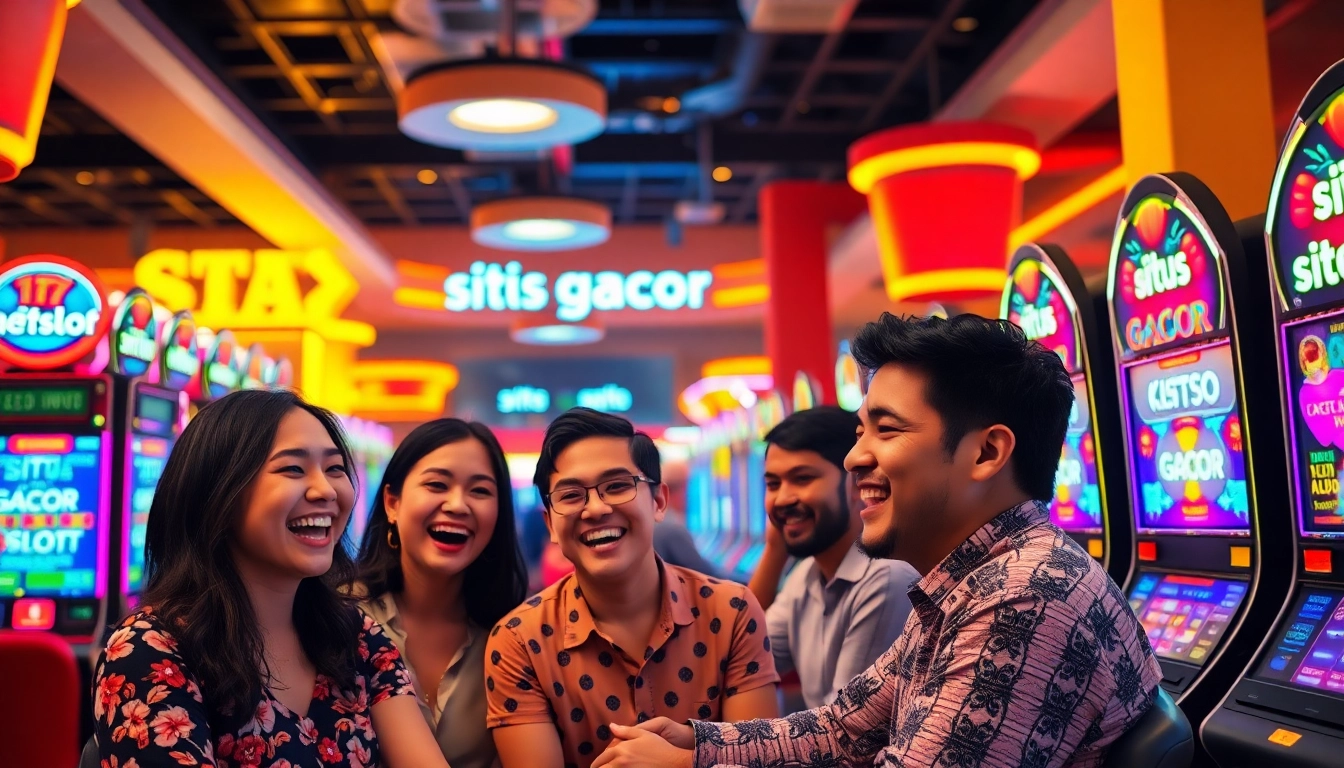 Menampilkan permainan situs slot gacor dengan pemain bersemangat di kasino