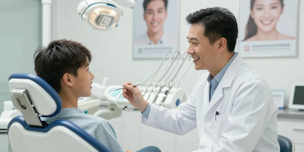 Teen discussing adult braces Hawthorn options with orthodontist in welcoming clinic.