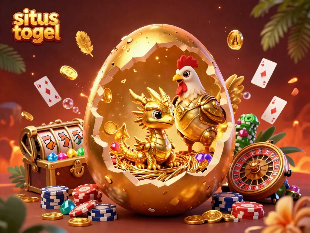 Situs togel showcases a vibrant casino scene with golden dragon and poker chips amidst dynamic gaming elements.