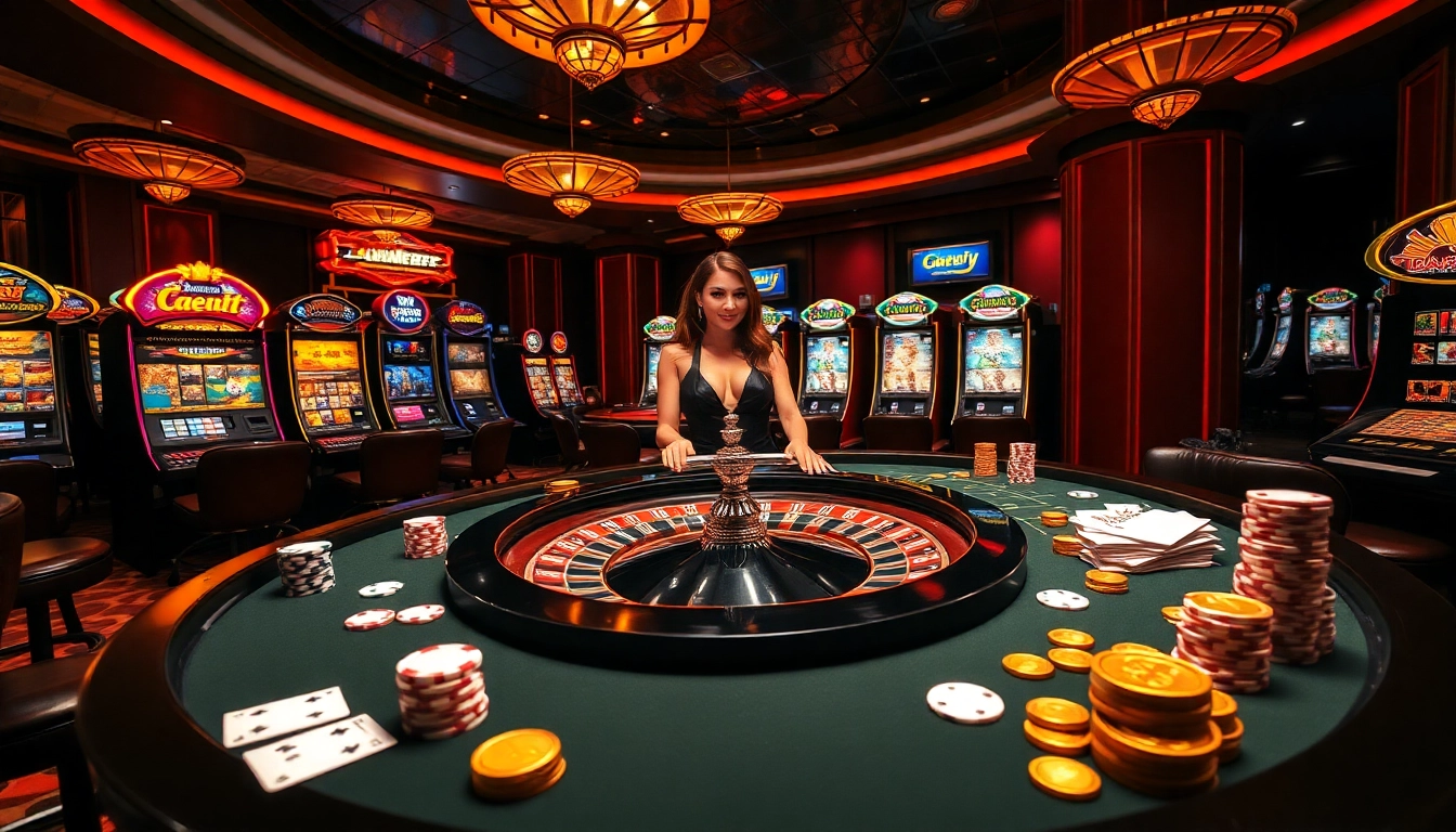 Exciting gameplay action at a 12bet casino with roulette table, poker chips, and players engaged.