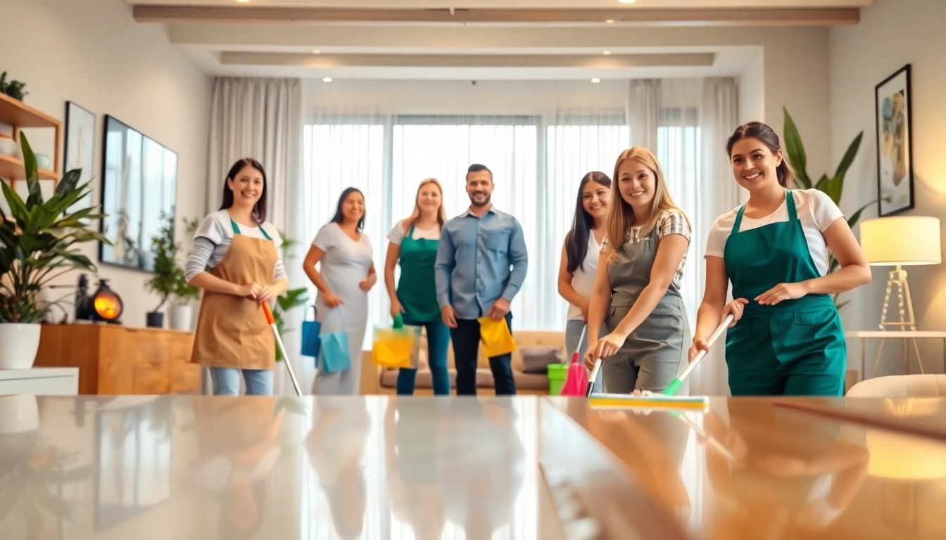 Cleaning Service team engaged in meticulous cleaning tasks in a bright, modern home environment.