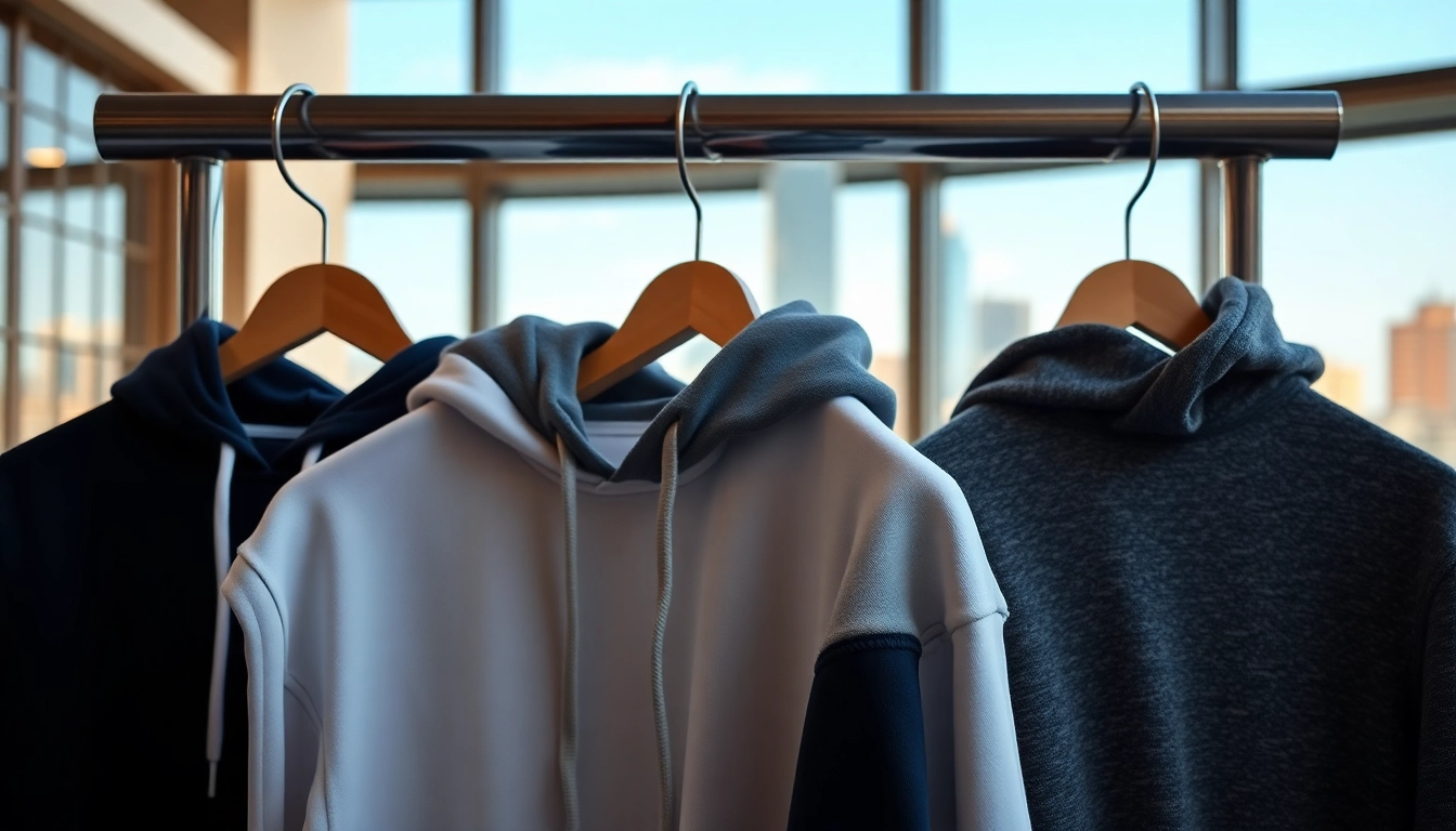 Showcase of high quality blank hoodies on display emphasizing their vibrant colors and textures.