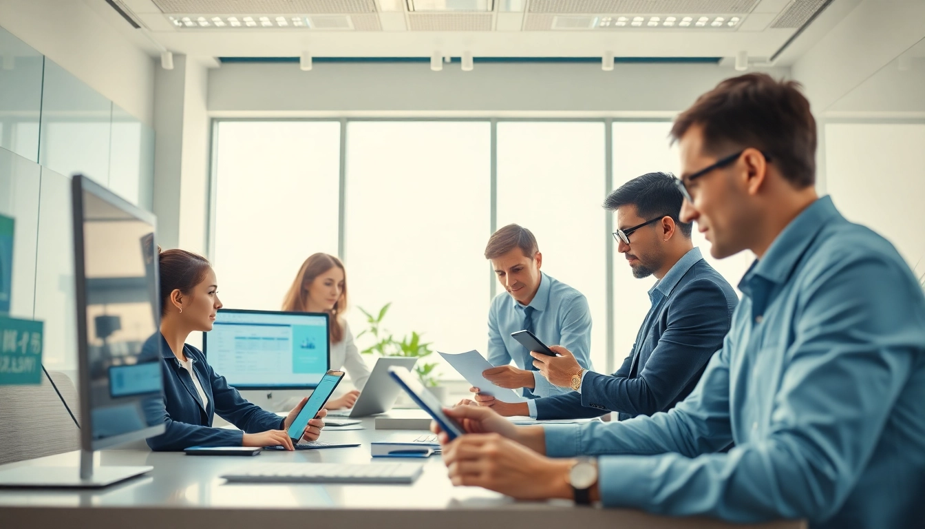 WPS下载 showcased in a modern office environment with users collaborating on documents.