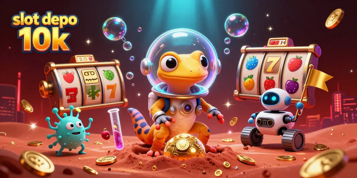 Menangkan jackpot di slot depo 10k dengan simbol beruntung dan suasana kasino yang meriah.