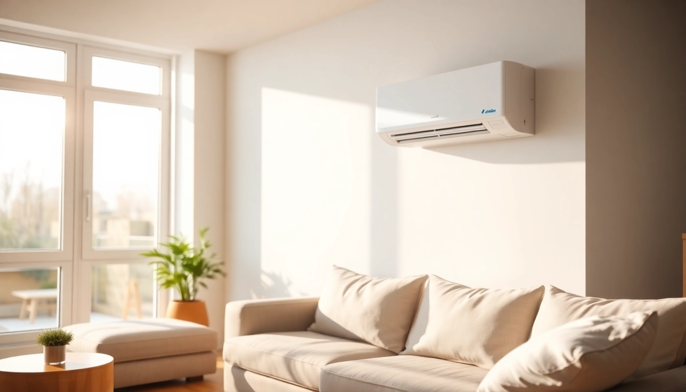 Install a daikin mini split ac in a modern living room, blending comfort and style.