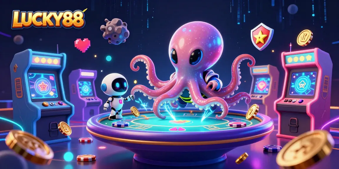 Experience thrilling gameplay in LUCKY88 with vibrant cosmic characters and captivating casino elements.