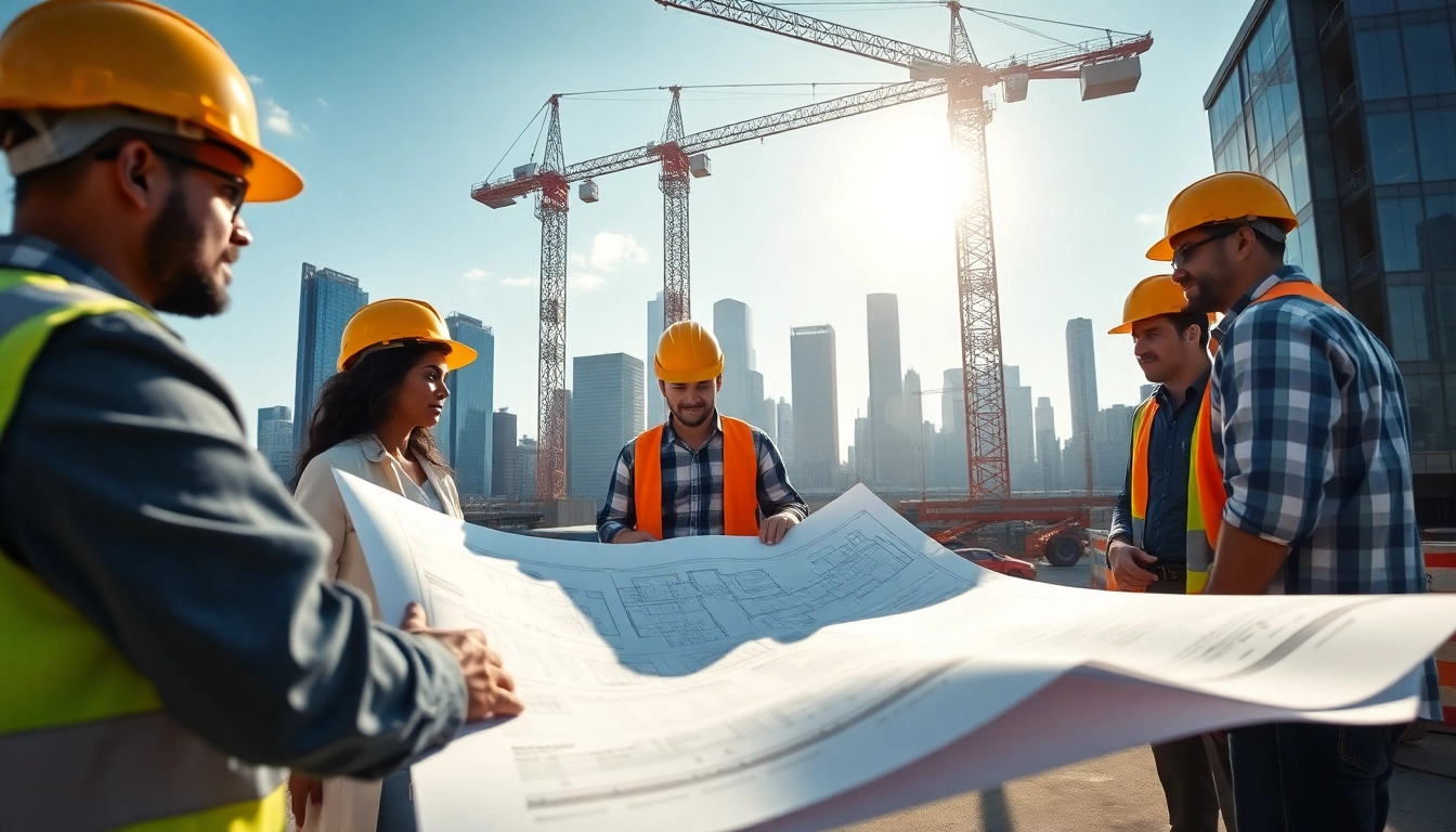 New York Commercial General Contractor team collaborating on a construction site.