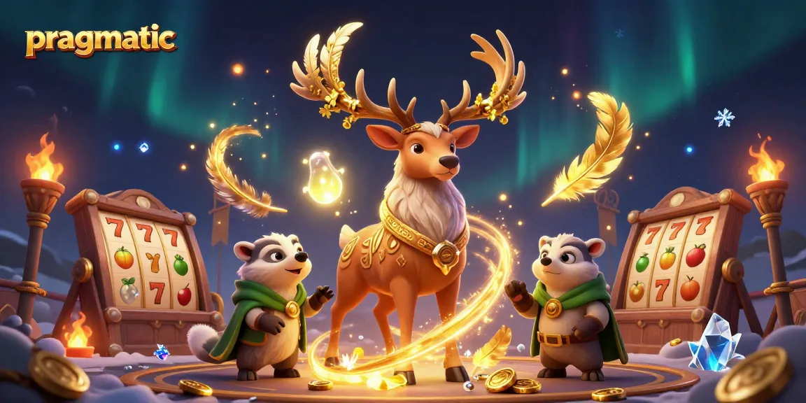 Engage with pragmatic slot games featuring dynamic reels and golden tokens in an enchanting scene.