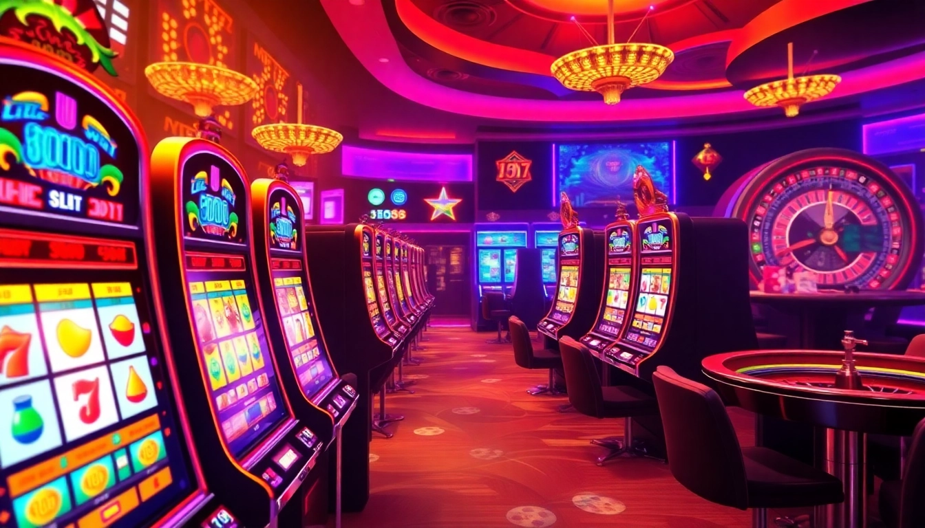 Pengalaman berjudi online yang menarik menunjukkan slot deposit pulsa dengan mesin berwarna-warni dan chip kemenangan.