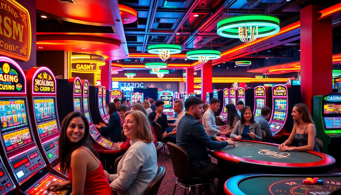 Spieler erleben spannende casino-spiele de in einem lebhaften Casino-Umfeld.