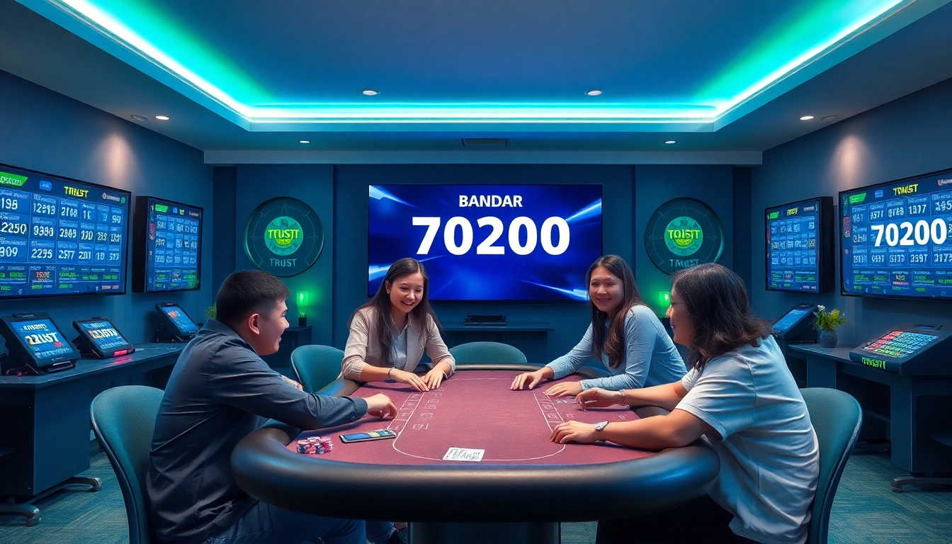 Bandar togel digital gaming environment with vibrant screens and modern design.