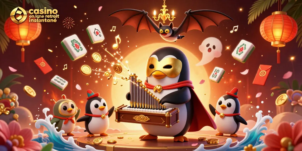 Découvrez le casino en ligne avec retrait instantané avec un pingouin fantôme et des pièces d'or.