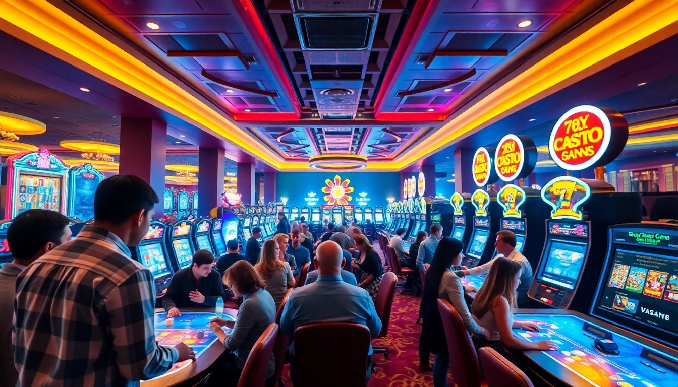Engage in the thrilling experience of a non gamstop casino Uk, showcasing vibrant gaming tables and players.