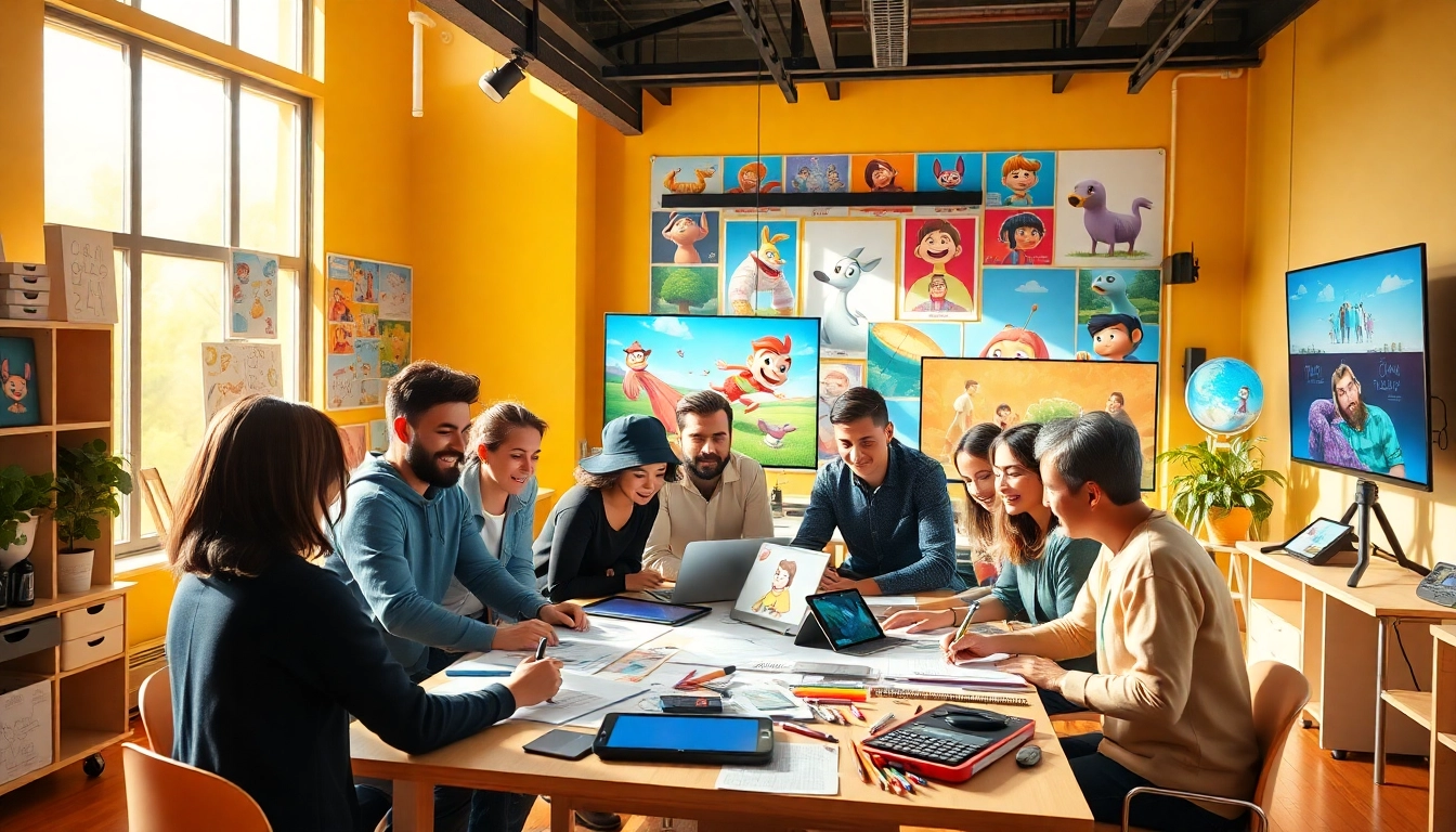 Animation Studio Berlin mit kreativen Fachleuten bei der Zusammenarbeit.