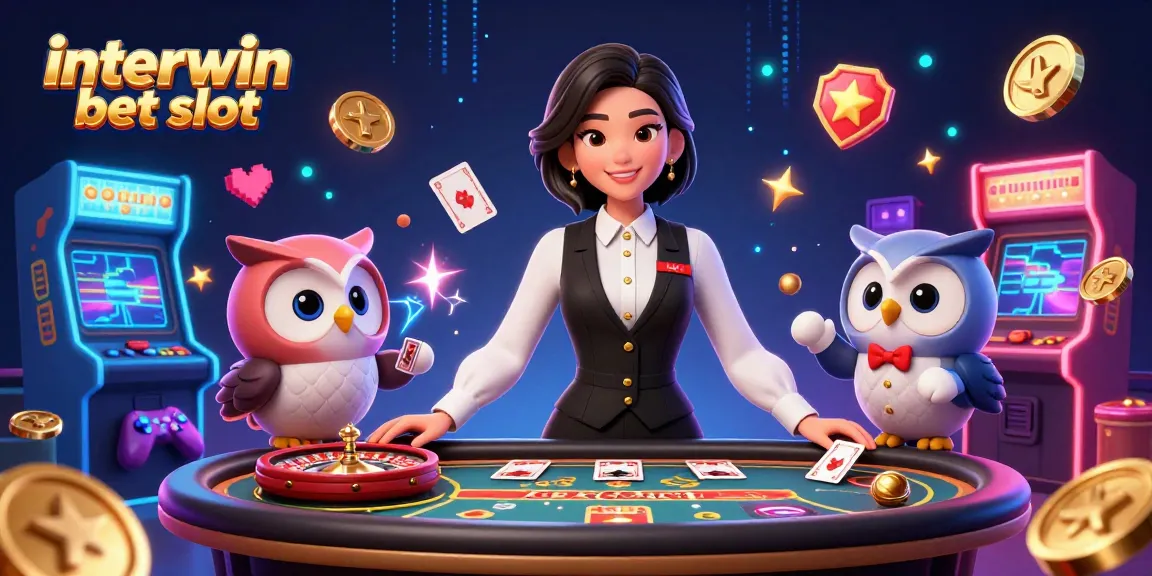 Play the exciting interwin bet slot with elegant dealers and vibrant game elements in a dynamic casino scene