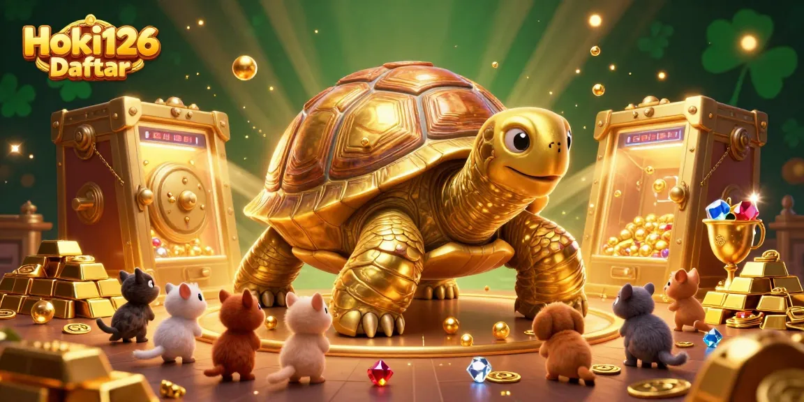 Spin the reels with Hoki126 Daftar and explore a world of golden riches in this casino illustration.