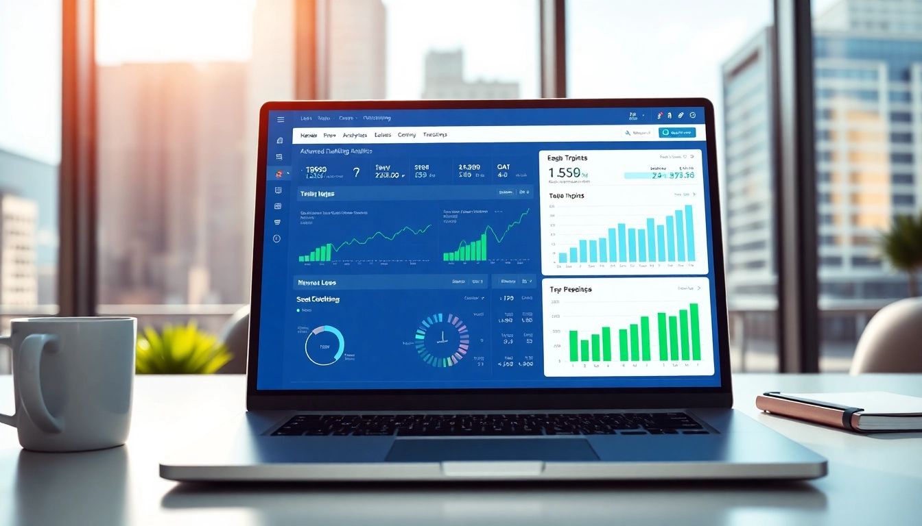 Analyze marketing strategies with advanced analytics on https://fhpts.com in a vibrant office setting.