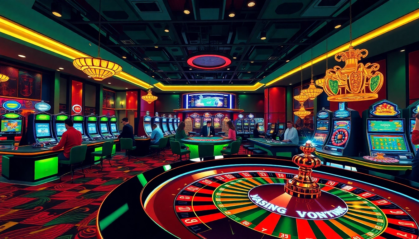 Engaged players at a vibrant gambling table at https://mm88bc.com/ showcasing an energetic casino atmosphere.