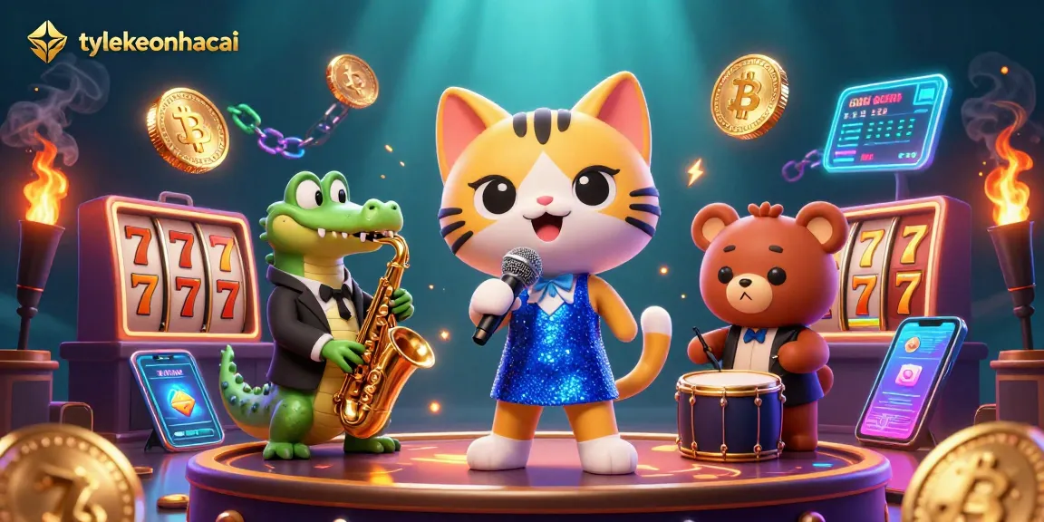 Watch the thrilling tylekeonhacai scene with vibrant casino characters and glowing slot game elements.
