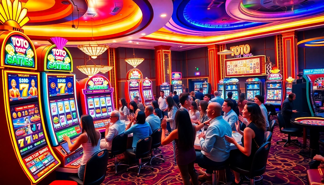 Toto slot machines attract enthusiastic players in a vibrant casino atmosphere with engaging graphics.