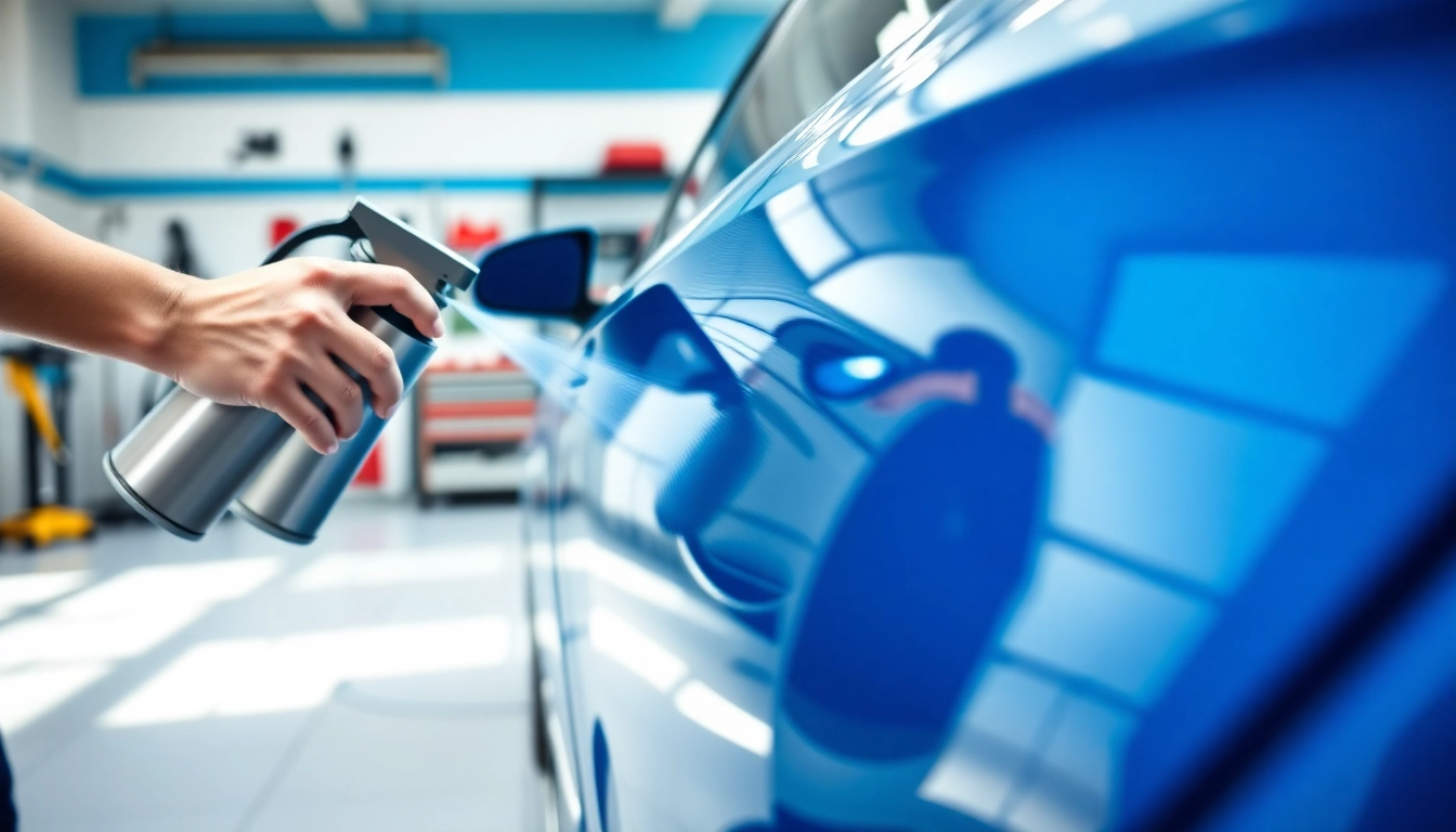 Enhance your vehicle's shine with a spray wax car service in a bright detailing garage.
