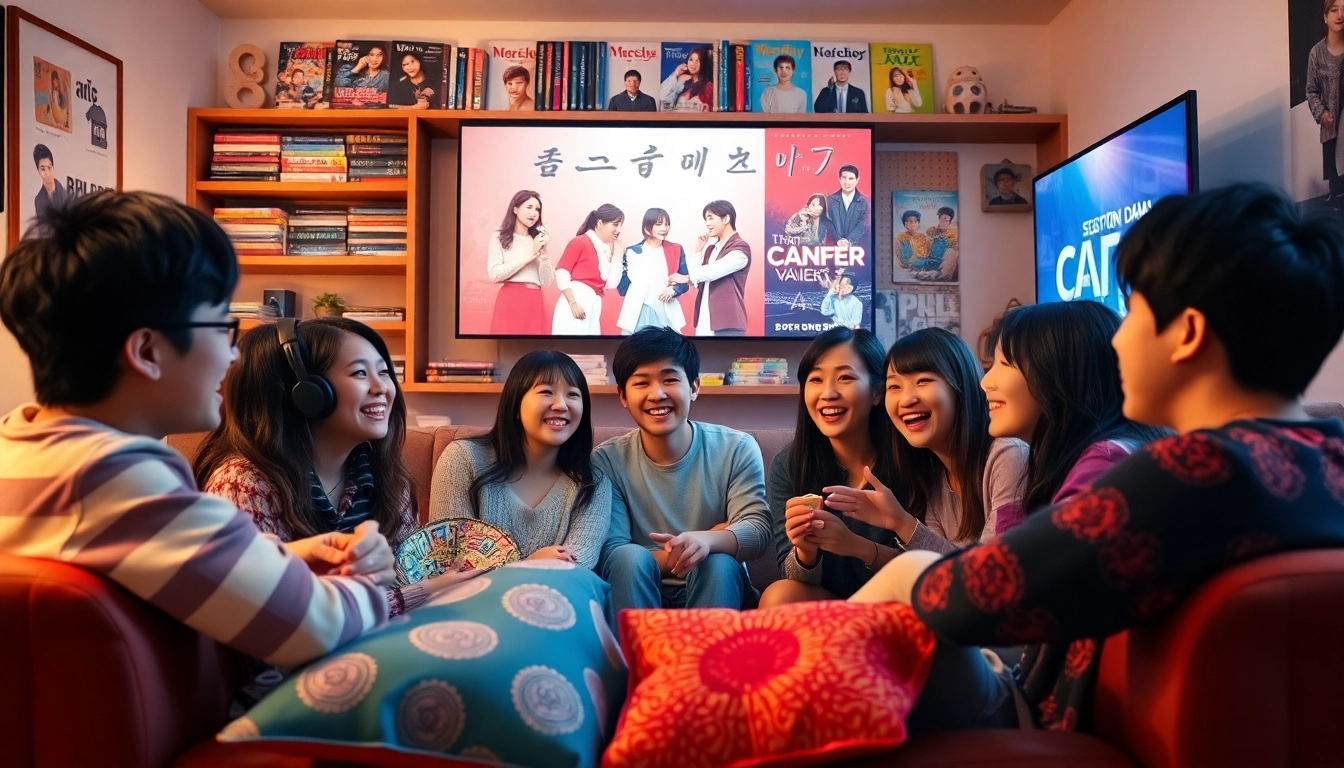 Enjoying quality time with friends while watching Korean drama online.