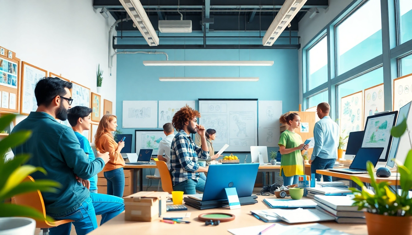 Animationsagentur kreatives Team entwickelt innovative Projekte in einem hellen Studio.