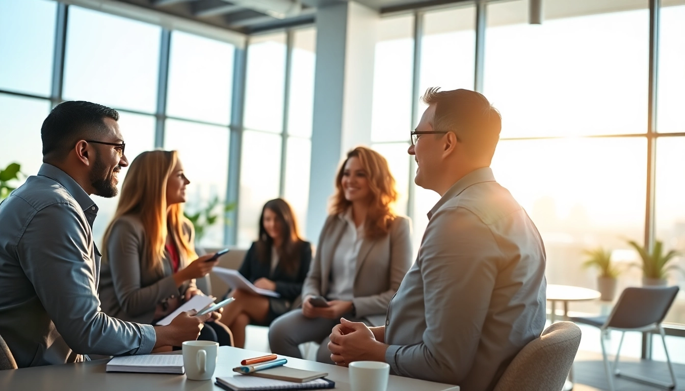 Engaged business coach in Los Angeles working with clients, fostering a productive atmosphere.