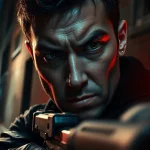 Engaging scene from a clean action thriller featuring an intense confrontation in a gritty urban setting.