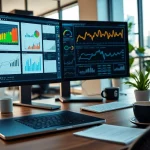 Engage with the innovative features of https://vj88.online/ through a sleek digital workspace showcasing analytics.