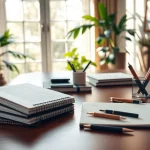 Showcasing high-quality stationery uk items on an elegant office desk with natural lighting.