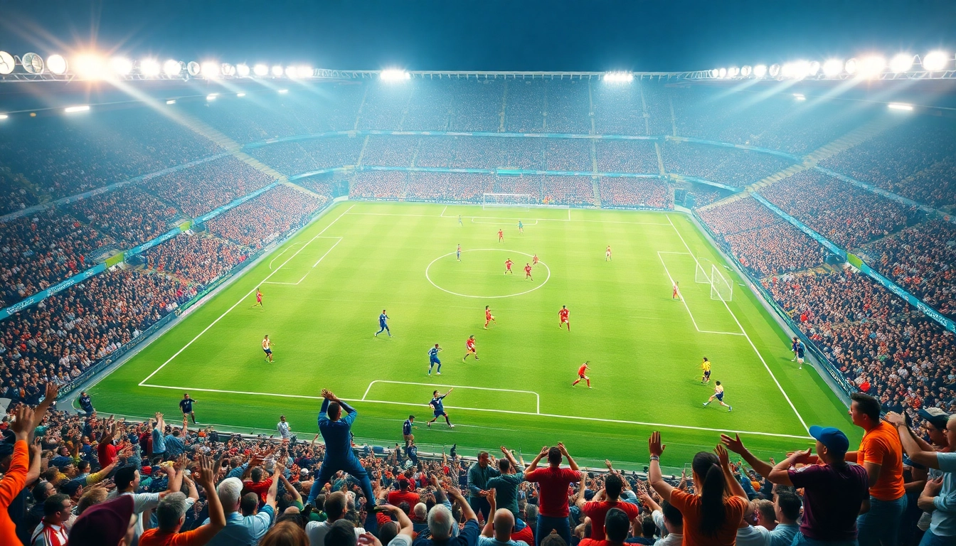 تابع كورة لايف مع مشجعين مفعمين بالحماس خلال مباراة كرة القدم.