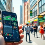 Engaging view of best sports betting apps India on a modern smartphone with vibrant street settings.