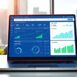 Analyze marketing strategies with advanced analytics on https://fhpts.com in a vibrant office setting.