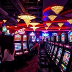 Menampilkan agen toto terbaik slot dengan berbagai mesin slot dan suasana kasino yang meriah.