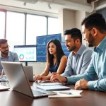 Boosting online visibility with Malaysia SEO service strategy planning in a modern office.