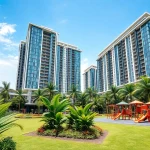 Showcase of Tampines EC luxurious development, featuring modern architecture and landscaped gardens.