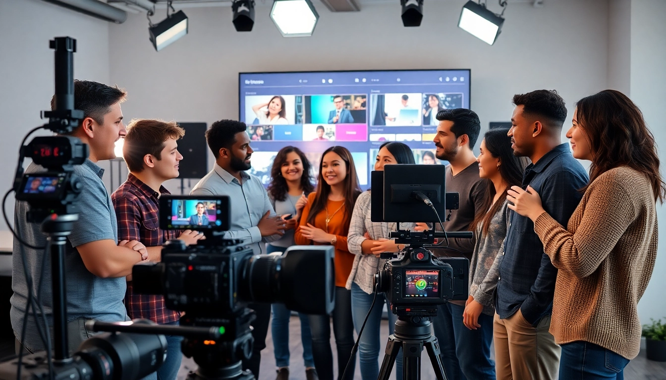 Creative Video Production Agency team brainstorming ideas with advanced equipment.