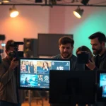 Showcasing a Creative Video Production Agency team collaborating on dynamic projects in a modern studio.