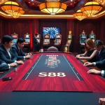 S88 VIP gaming table featuring players engaged in an exciting casino experience with vibrant chips and cards.