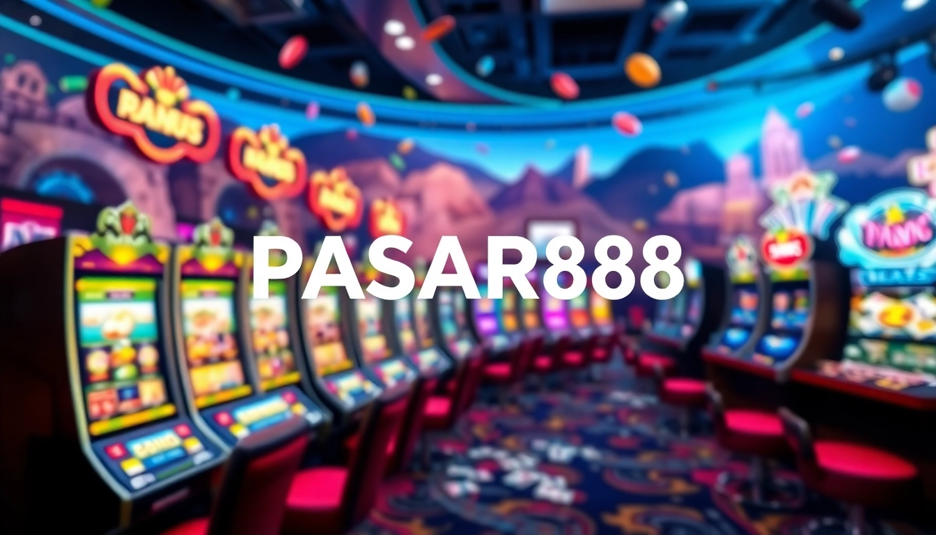Menampilkan logo PASAR88 dalam antarmuka permainan daring yang ramai dan dinamis.