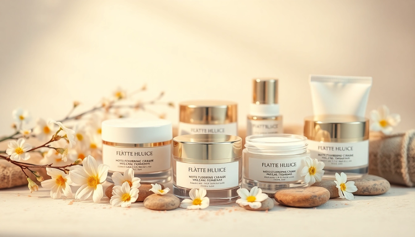 Återfuktande krämer för torr hud (hudkräm för torr hy) visas elegant i en lugn miljö.