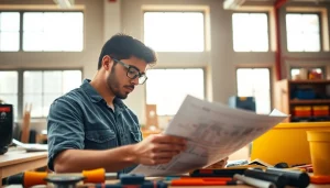 Learn about electrician apprenticeship hawaii through a focused student reviewing blueprints in a bright classroom.