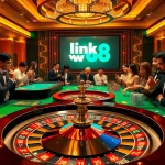 Engaging scene of players at a luxurious casino celebrating wins, highlighting link vao w88 experience.