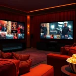 Enjoy watching filme online subtitrate in a cozy home theater featuring ambient lighting.