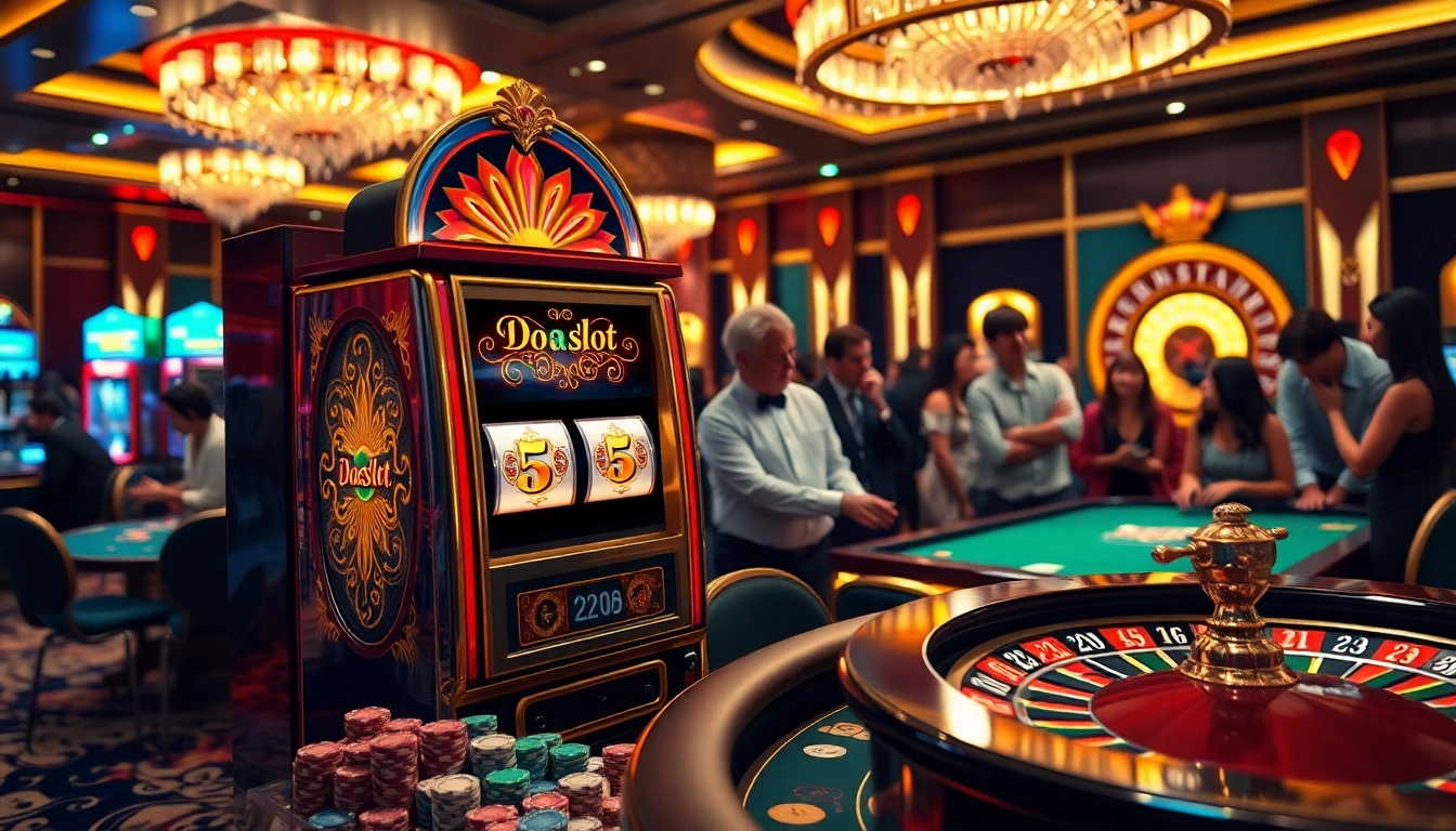 Experience the excitement of a doaslot slot machine in a vibrant casino environment.