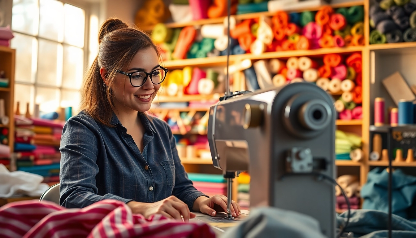 Beginnende naaiers werken aan kleurrijke stoffen in een gezellige workshop.