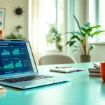 Showcase onlyfans marketing tools in a modern workspace with analytics and marketing strategies.