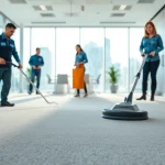 Enhance commercial carpet cleaning efficiency with a professional cleaning team in action.