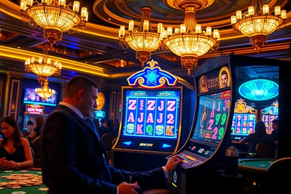 Experience the thrill of the zeus slot machine in a luxurious casino setting.